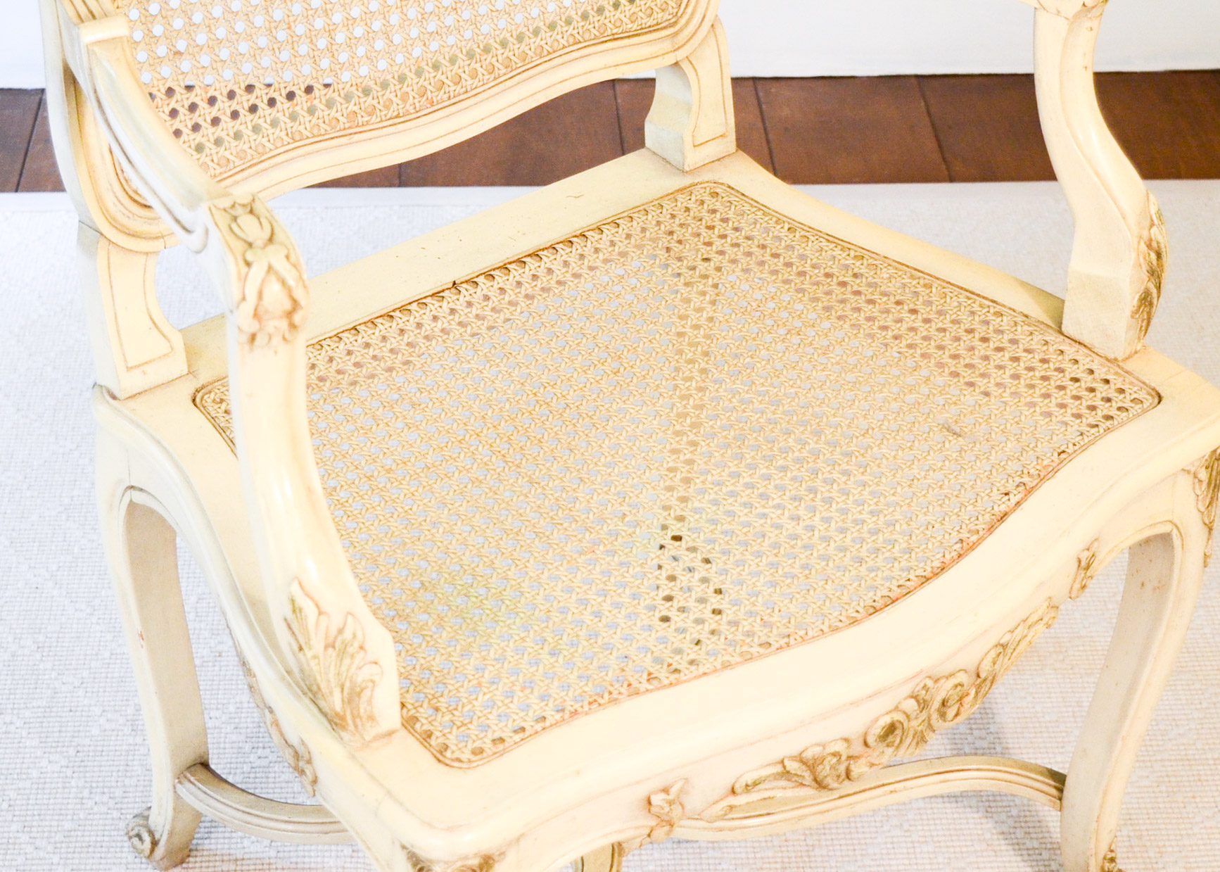 Vintage Caned French Provincial Arm Chair