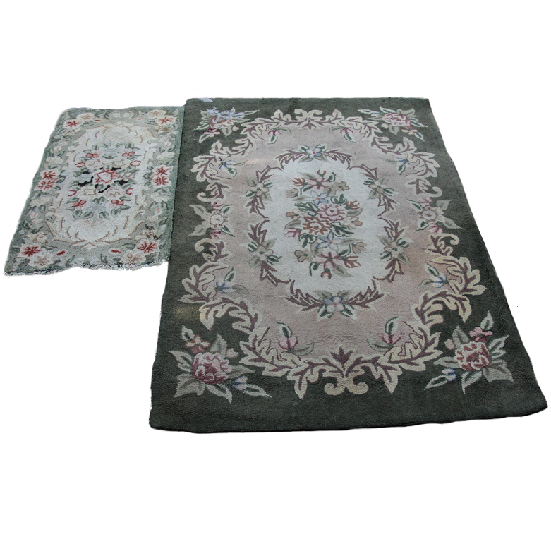 Pair of Vintage Hooked Area Rugs