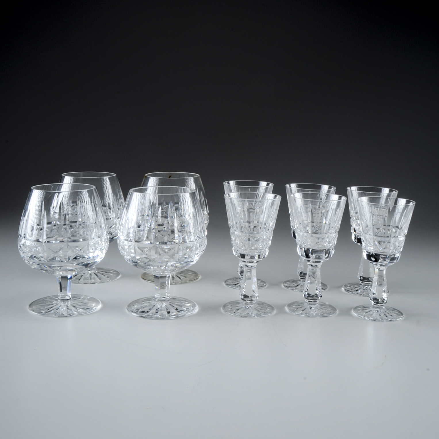 Waterford Crystal Set Of "Kylemore" Cordial And Brandy Glasses