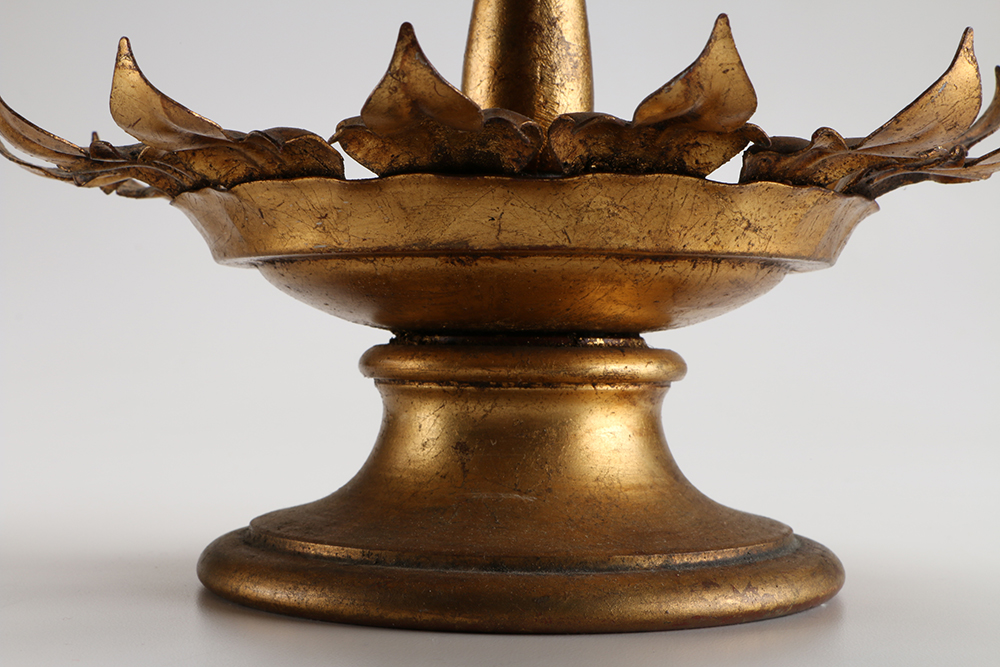 Pair of Gold Tone Metal Sunflower Candlesticks