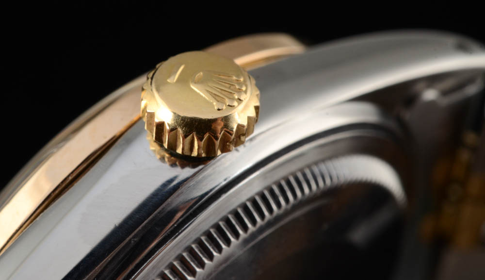 Men's Rolex Perpetual Datejust 18K Yellow Gold and Stainless Steel Diamond Dial Bezel Automatic Watch