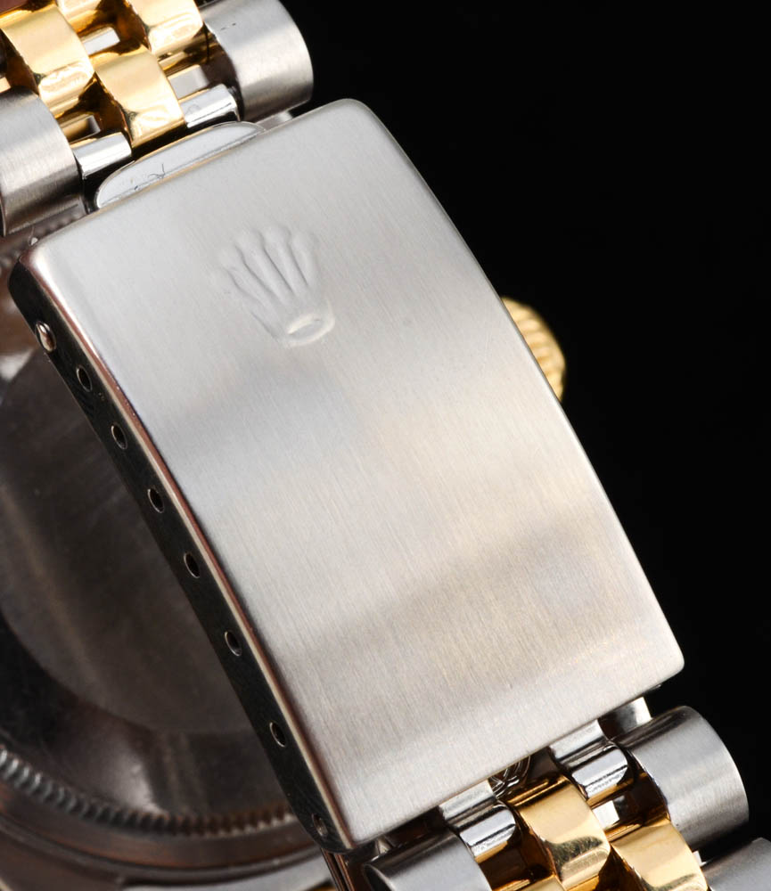 Men's Rolex Perpetual Datejust 18K Yellow Gold and Stainless Steel Diamond Dial Bezel Automatic Watch