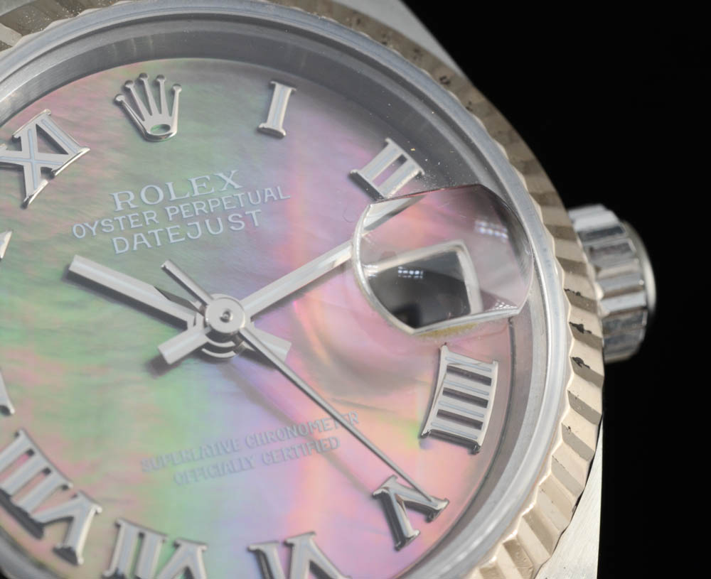 Women's Rolex Datejust Stainless Steel and 18K White Gold 79174 Black MOP Dial Automatic Watch