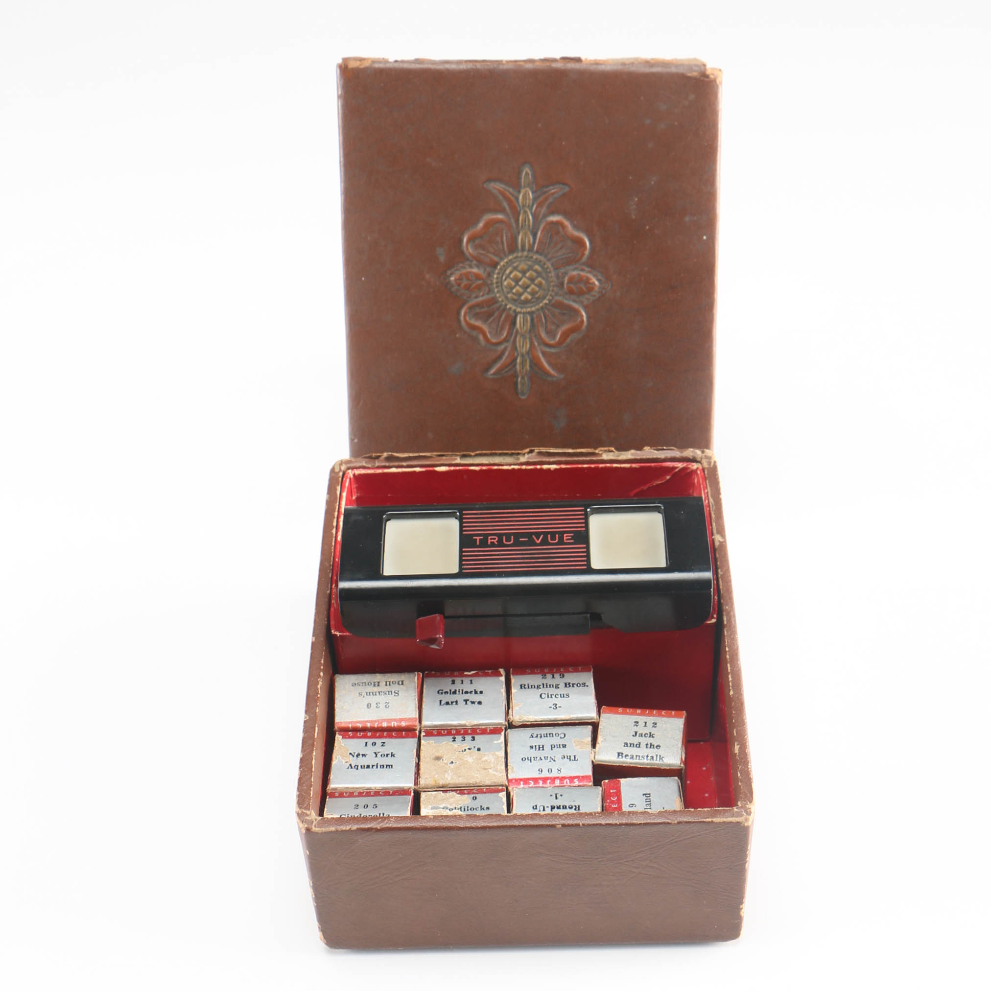 Vintage Tru Vue Viewer with Films in Library Case