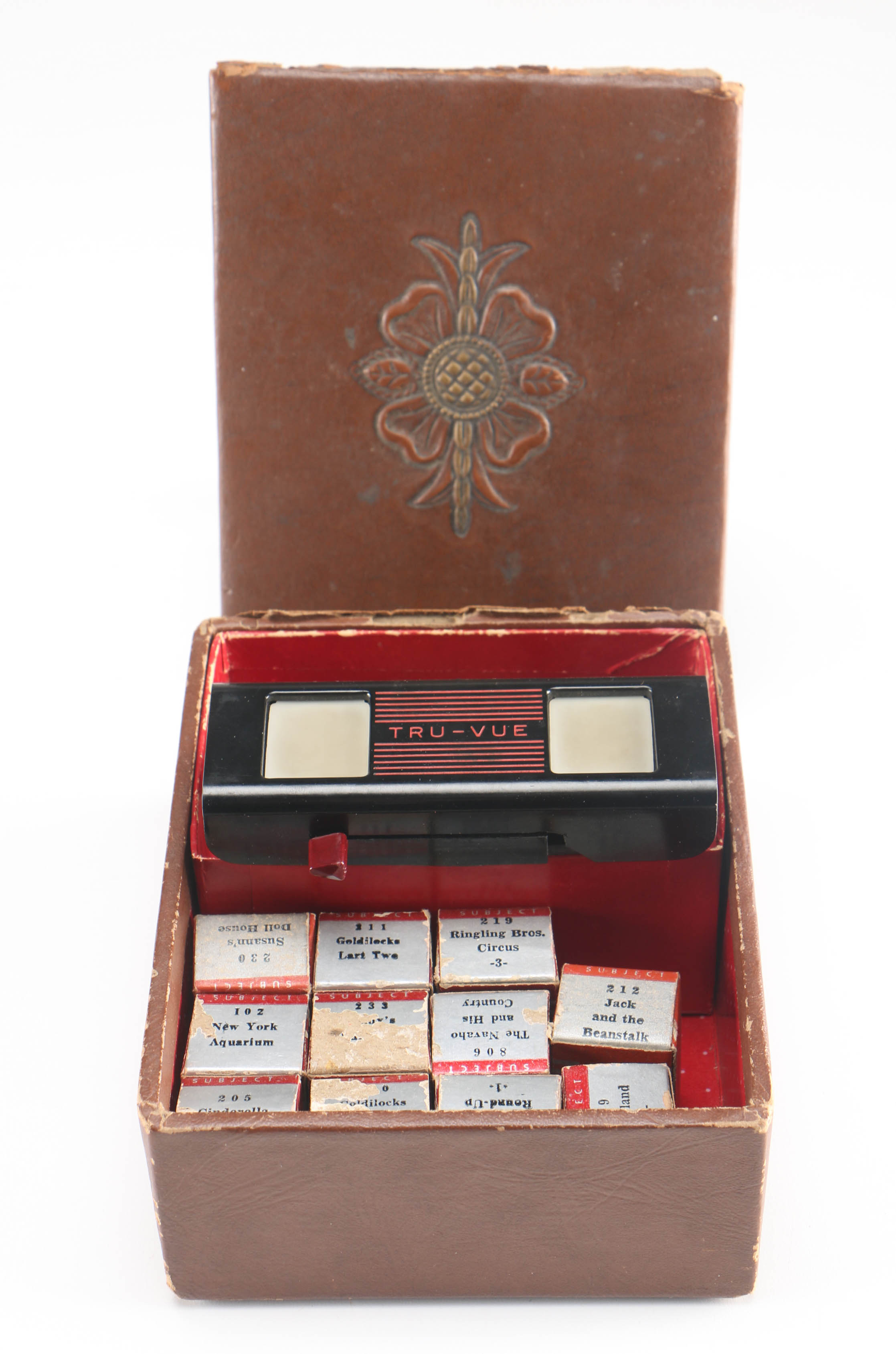 Vintage Tru Vue Viewer with Films in Library Case