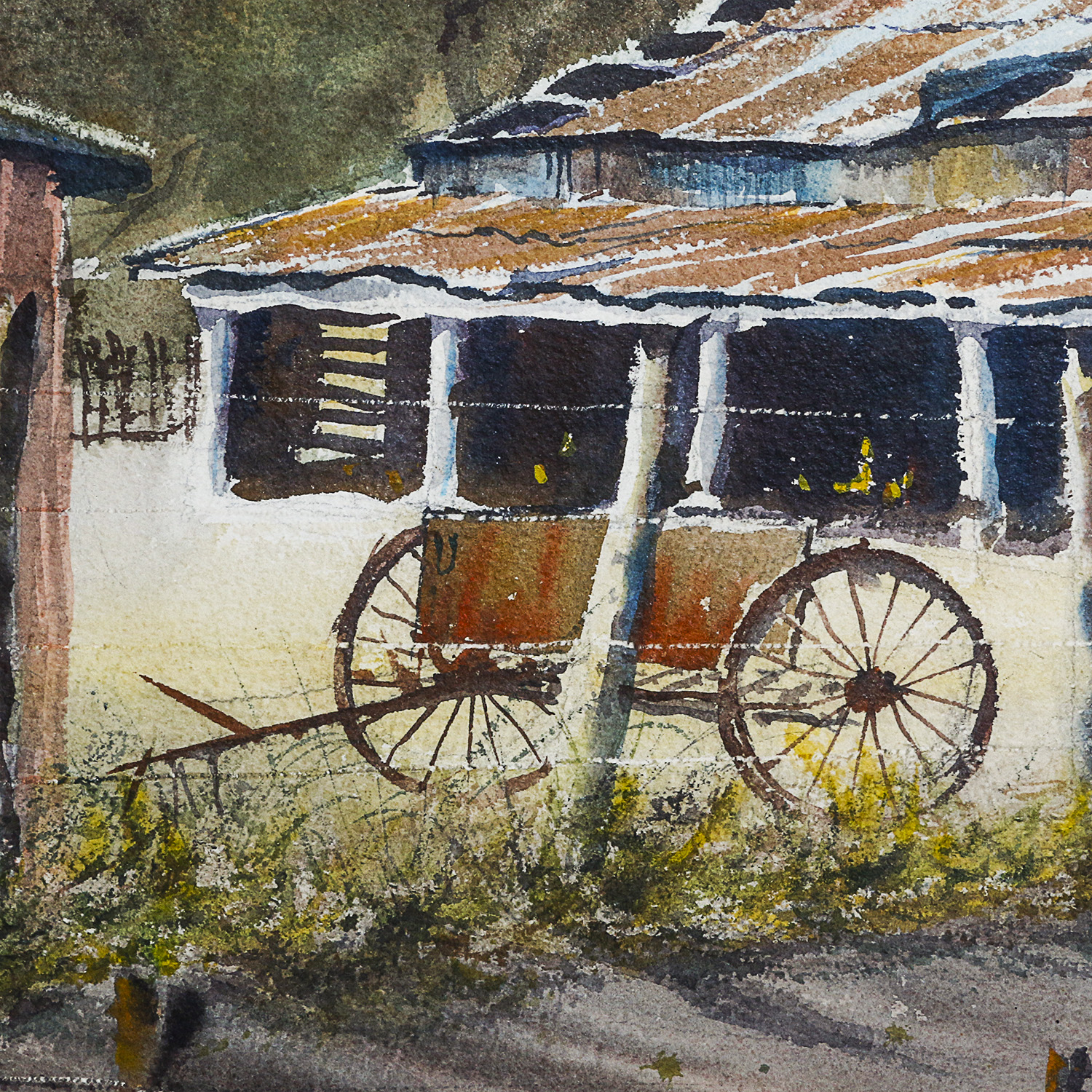 John Hall Brown Western Landscape Watercolor