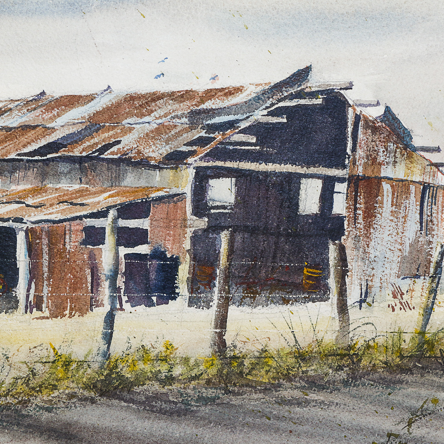 John Hall Brown Western Landscape Watercolor