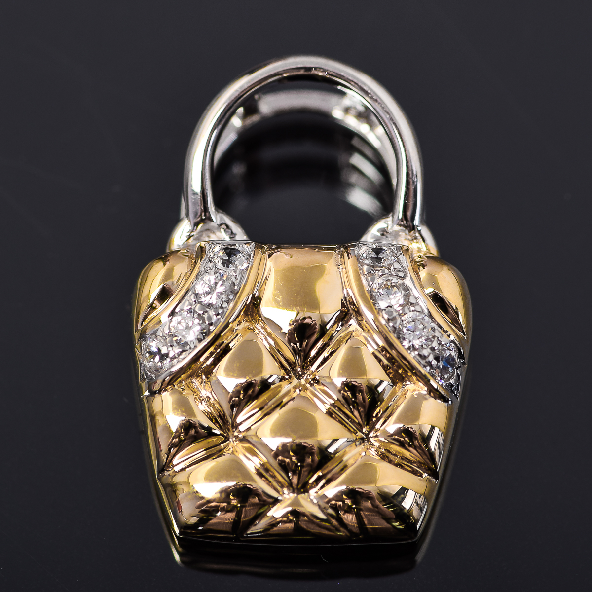 14k White and Yellow Gold 0.17 CTW Diamond Purse Pendant