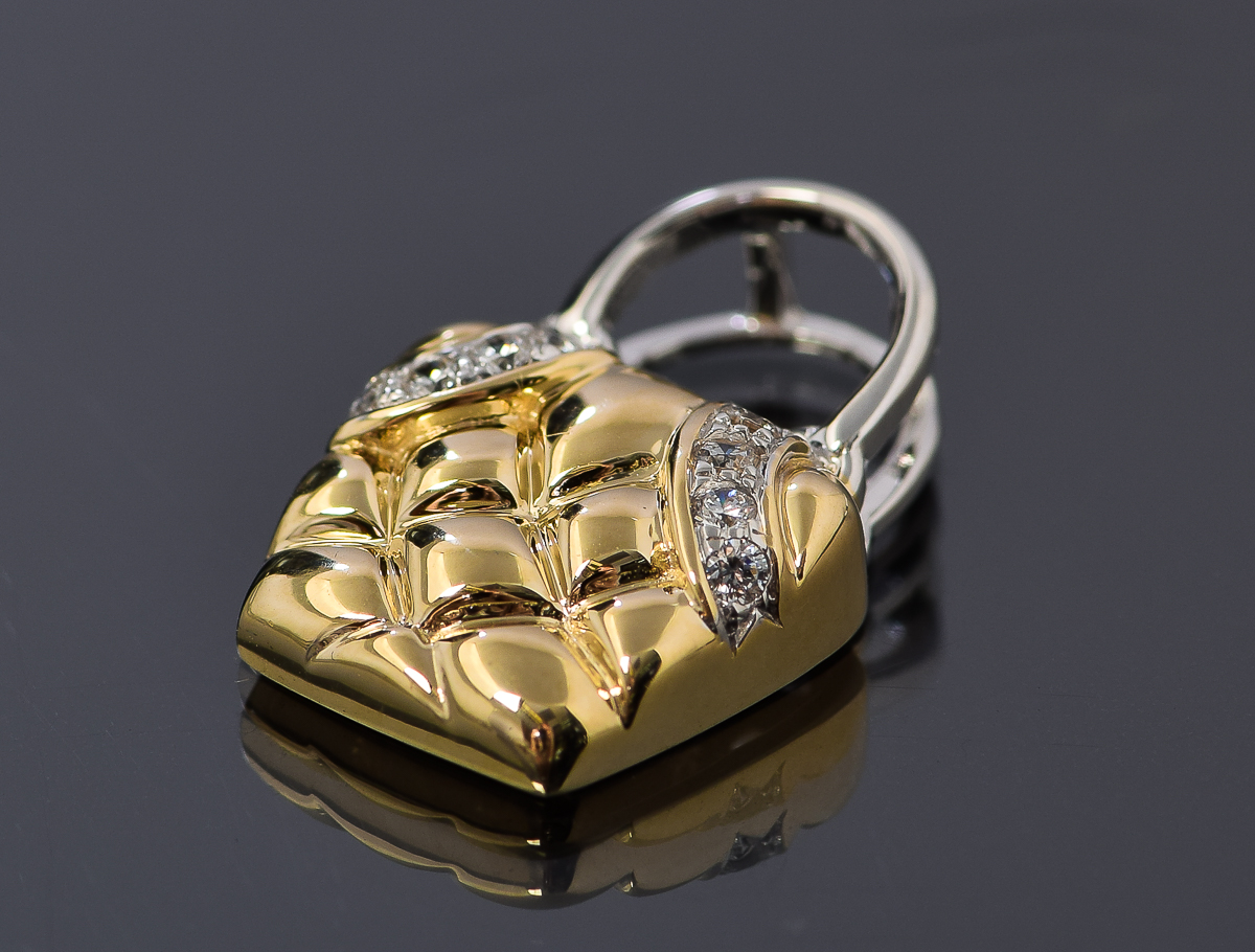 14k White and Yellow Gold 0.17 CTW Diamond Purse Pendant