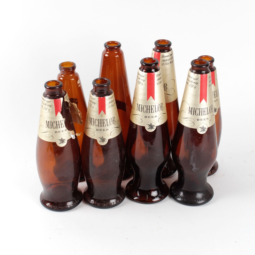 Collection of Vintage Michelob Beer Teardrop Bottles