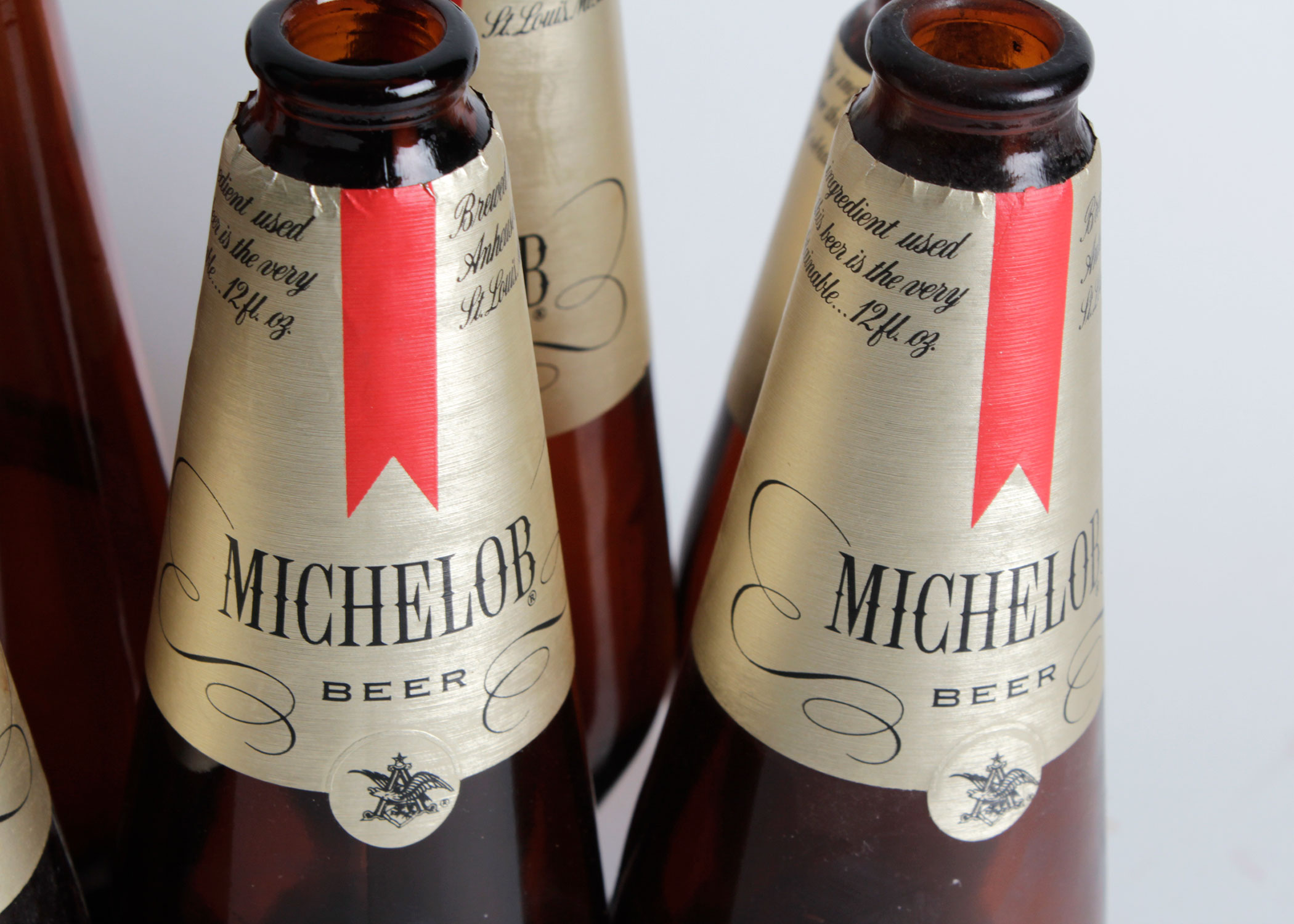 Collection of Vintage Michelob Beer Teardrop Bottles