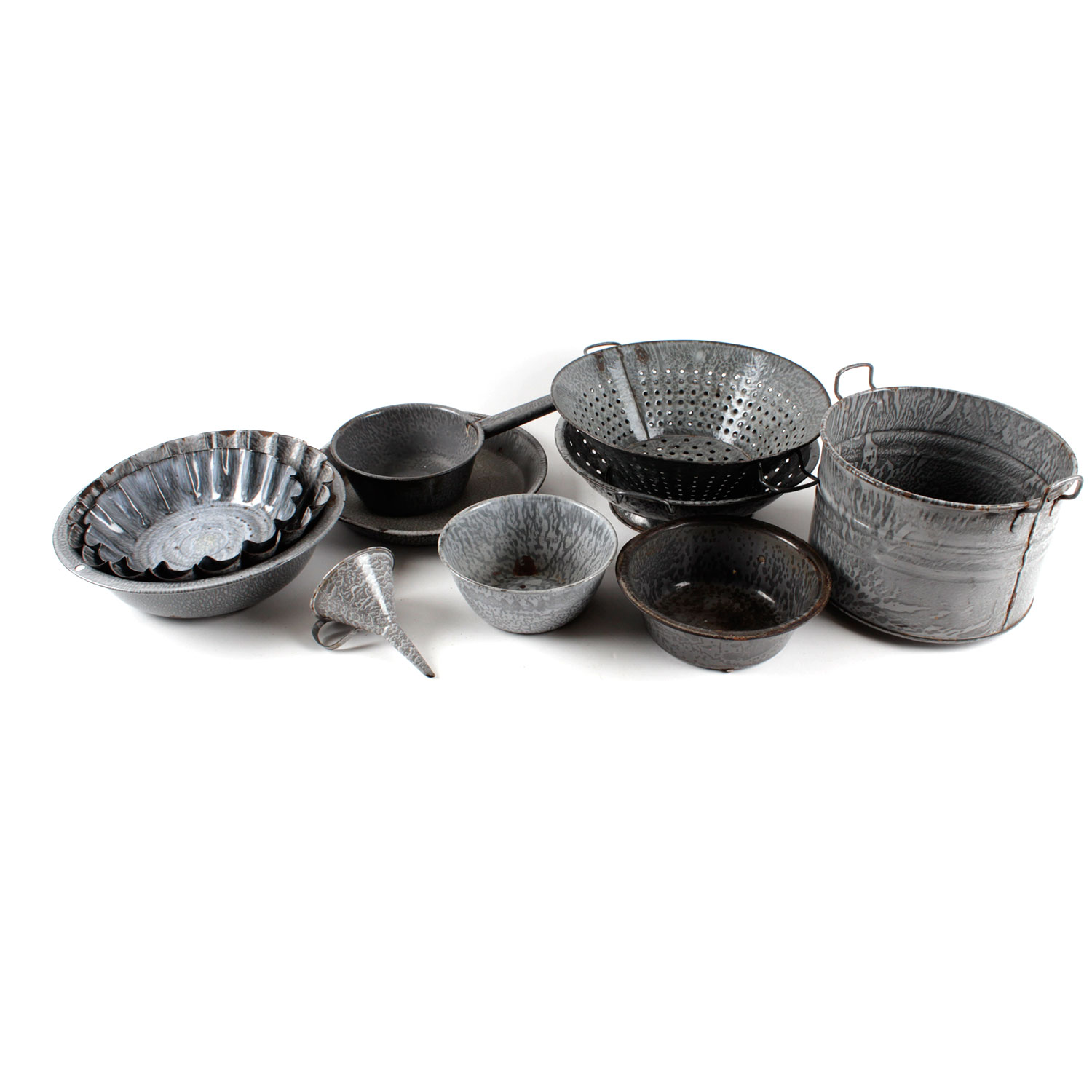 Vintage Gray Granite Ware Selection