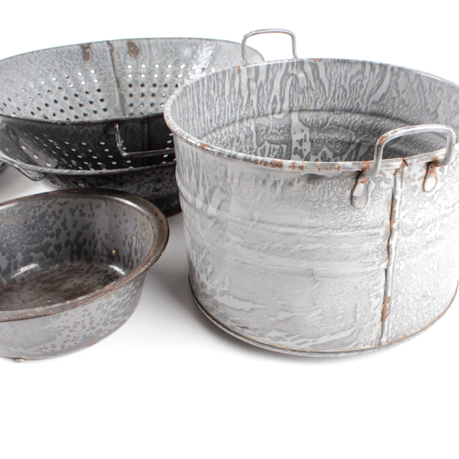 Vintage Gray Granite Ware Selection