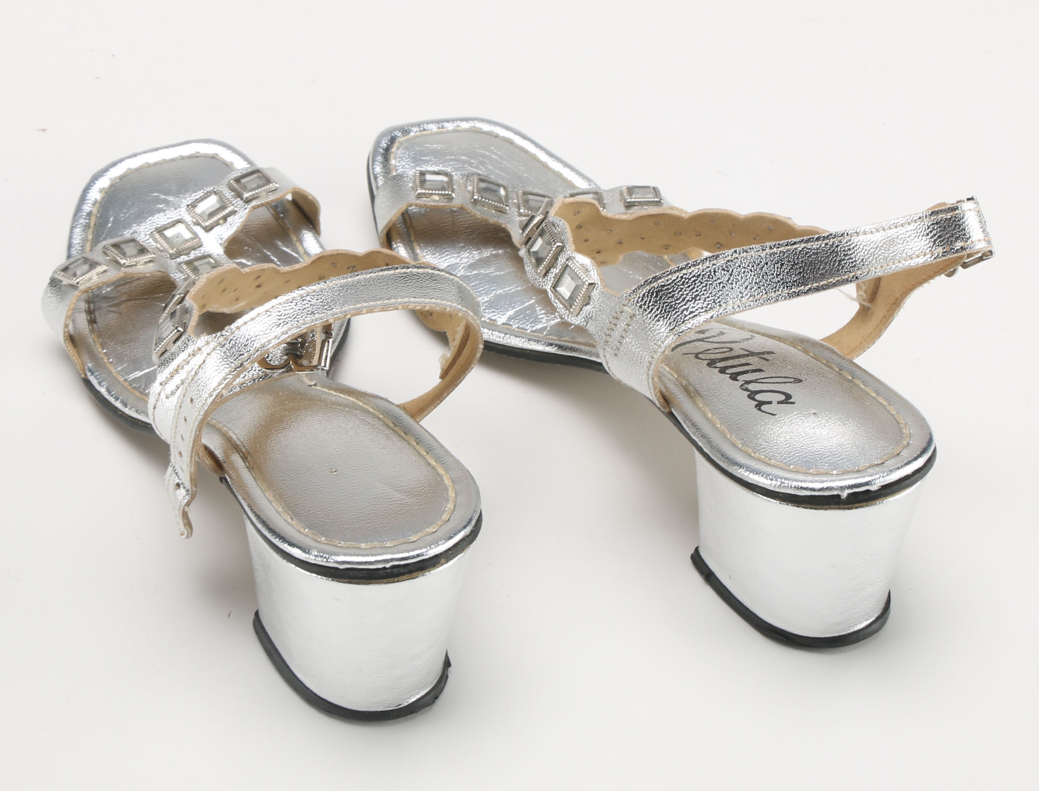 Three Pairs Of Vintage Metallic Silver Tone Heels