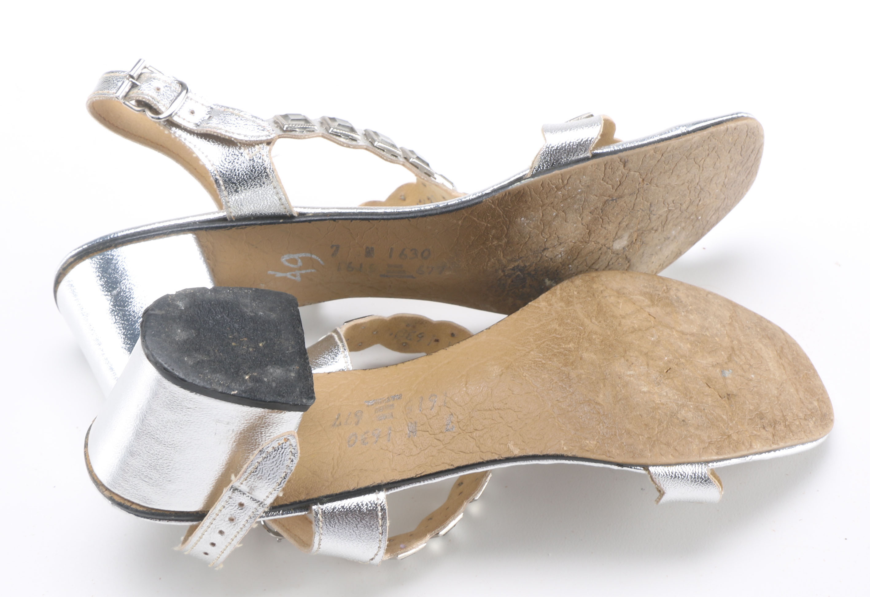 Three Pairs Of Vintage Metallic Silver Tone Heels