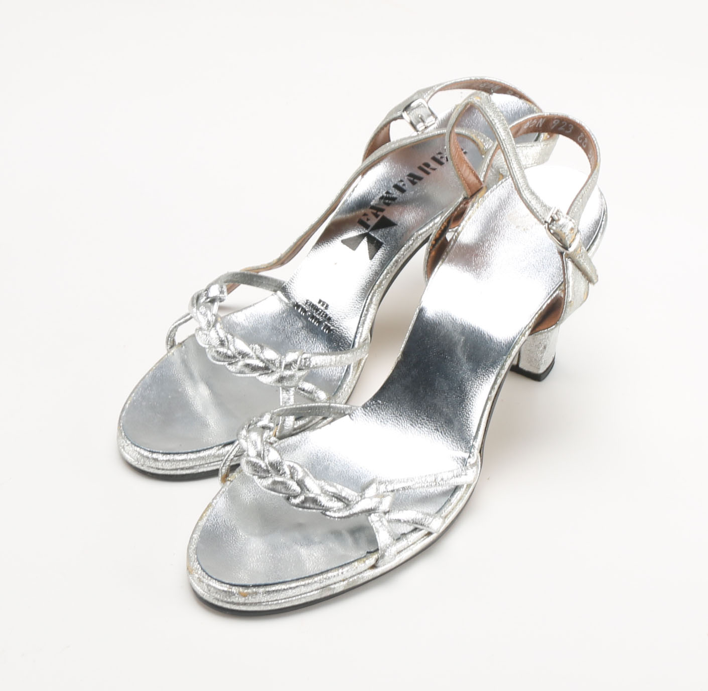 Three Pairs Of Vintage Metallic Silver Tone Heels