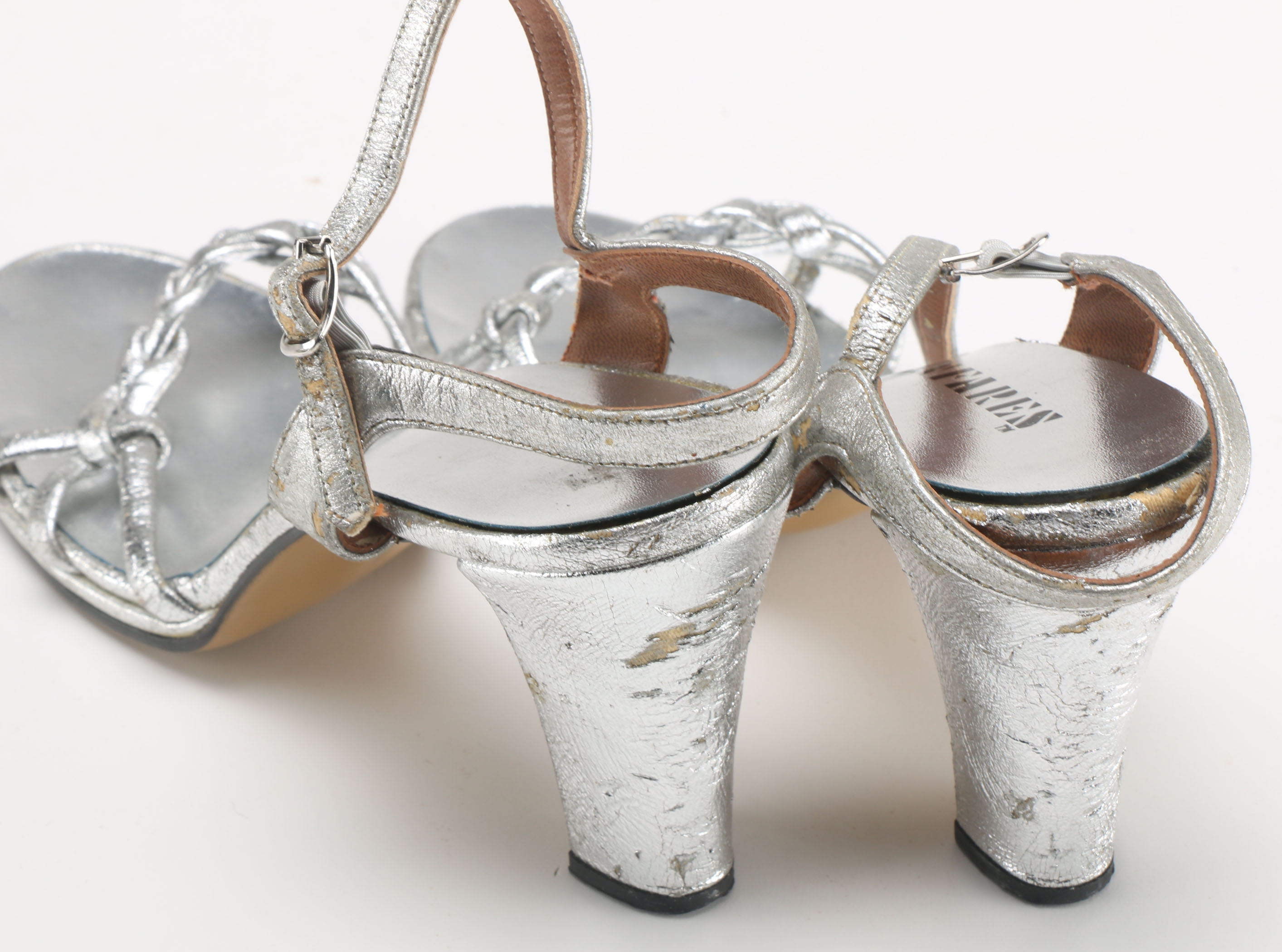 Three Pairs Of Vintage Metallic Silver Tone Heels