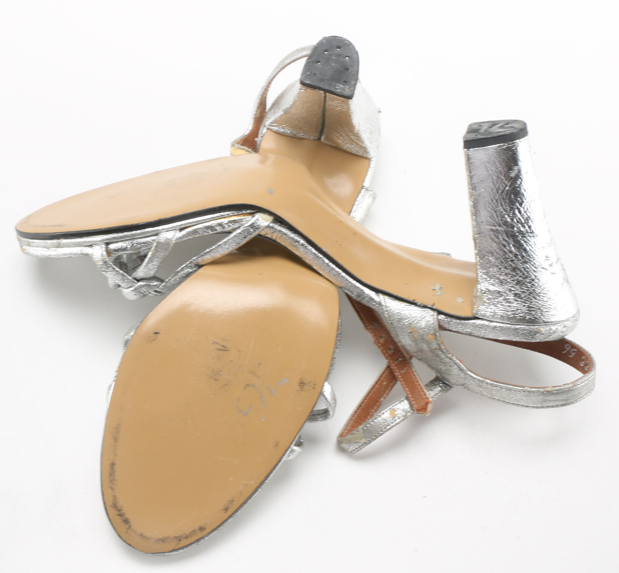 Three Pairs Of Vintage Metallic Silver Tone Heels