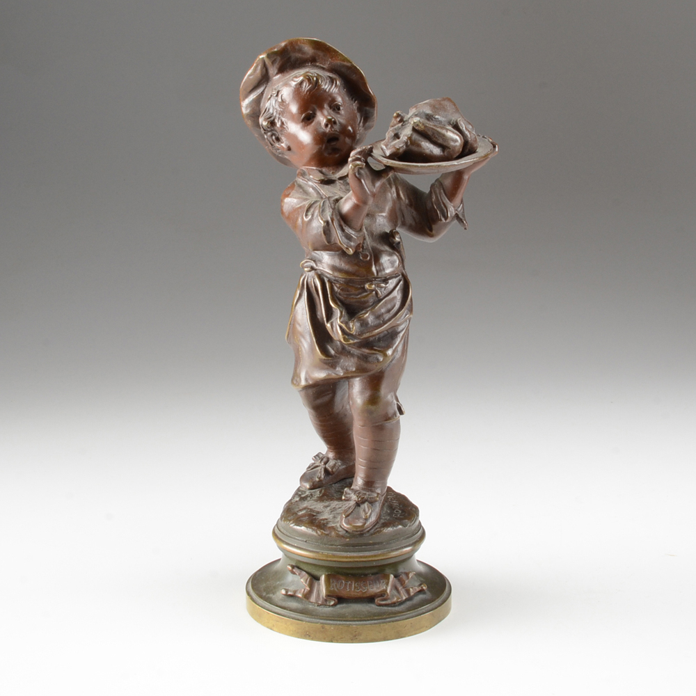 Rousseau Signed Bronze Statue Set