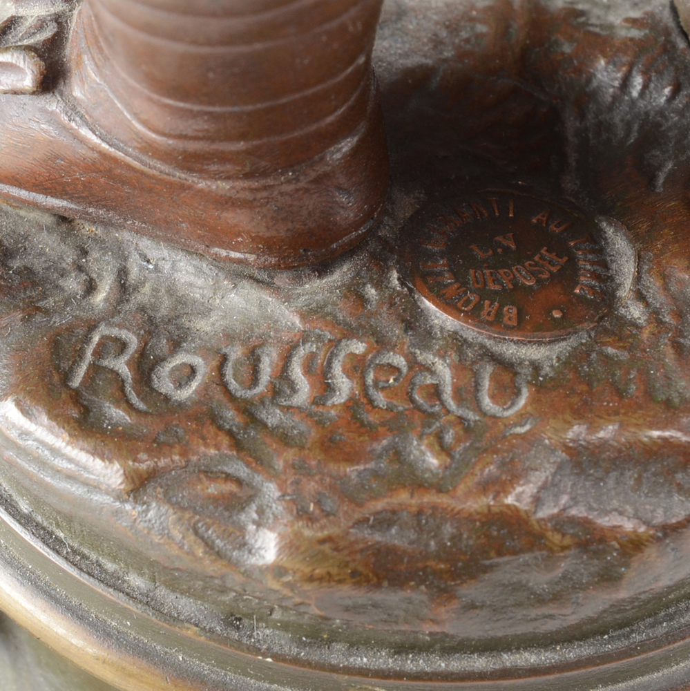 Rousseau Signed Bronze Statue Set