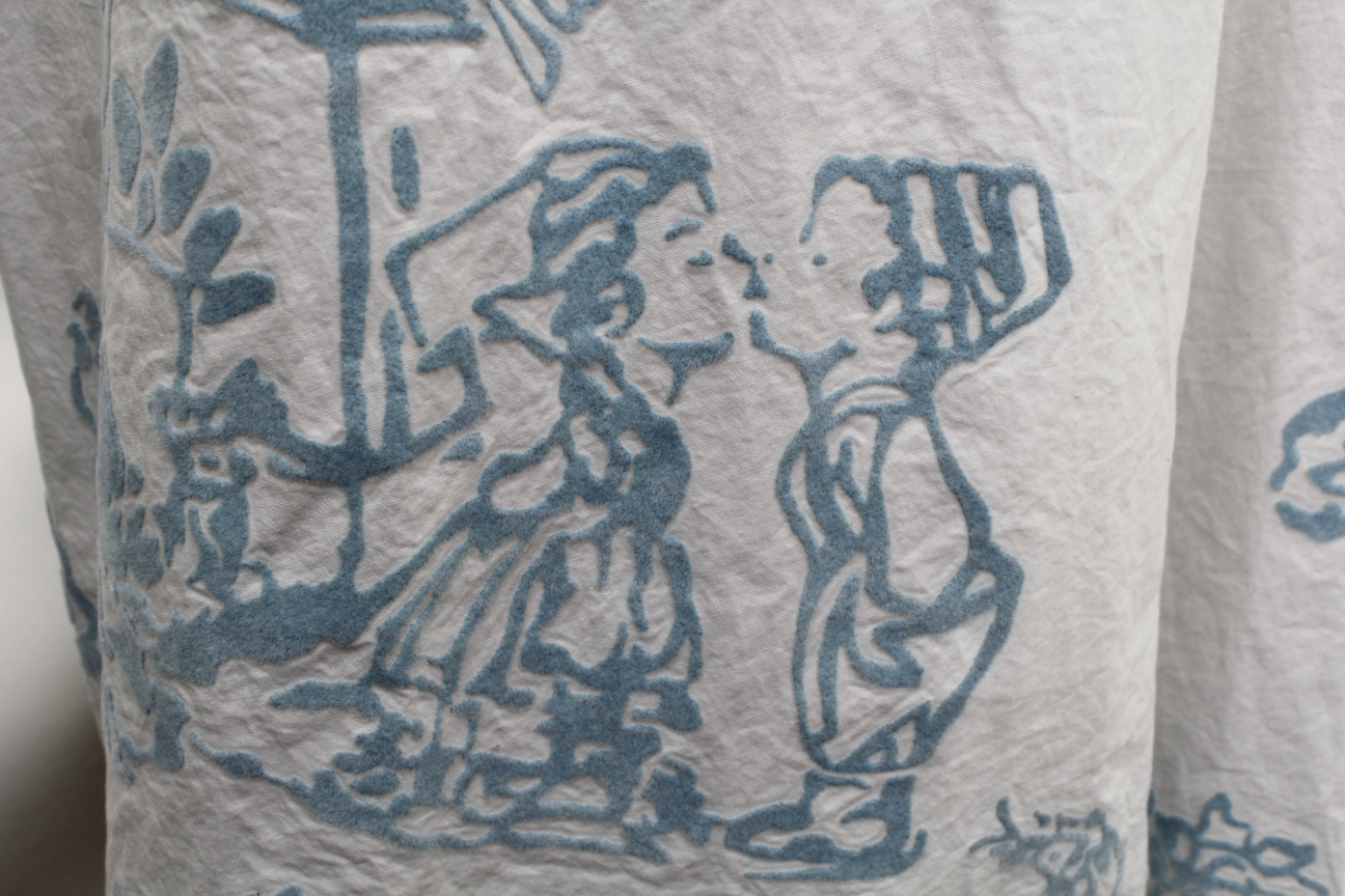 Oilily Vintage Cotton Skirt with Flocked Dutch Windmill Motif