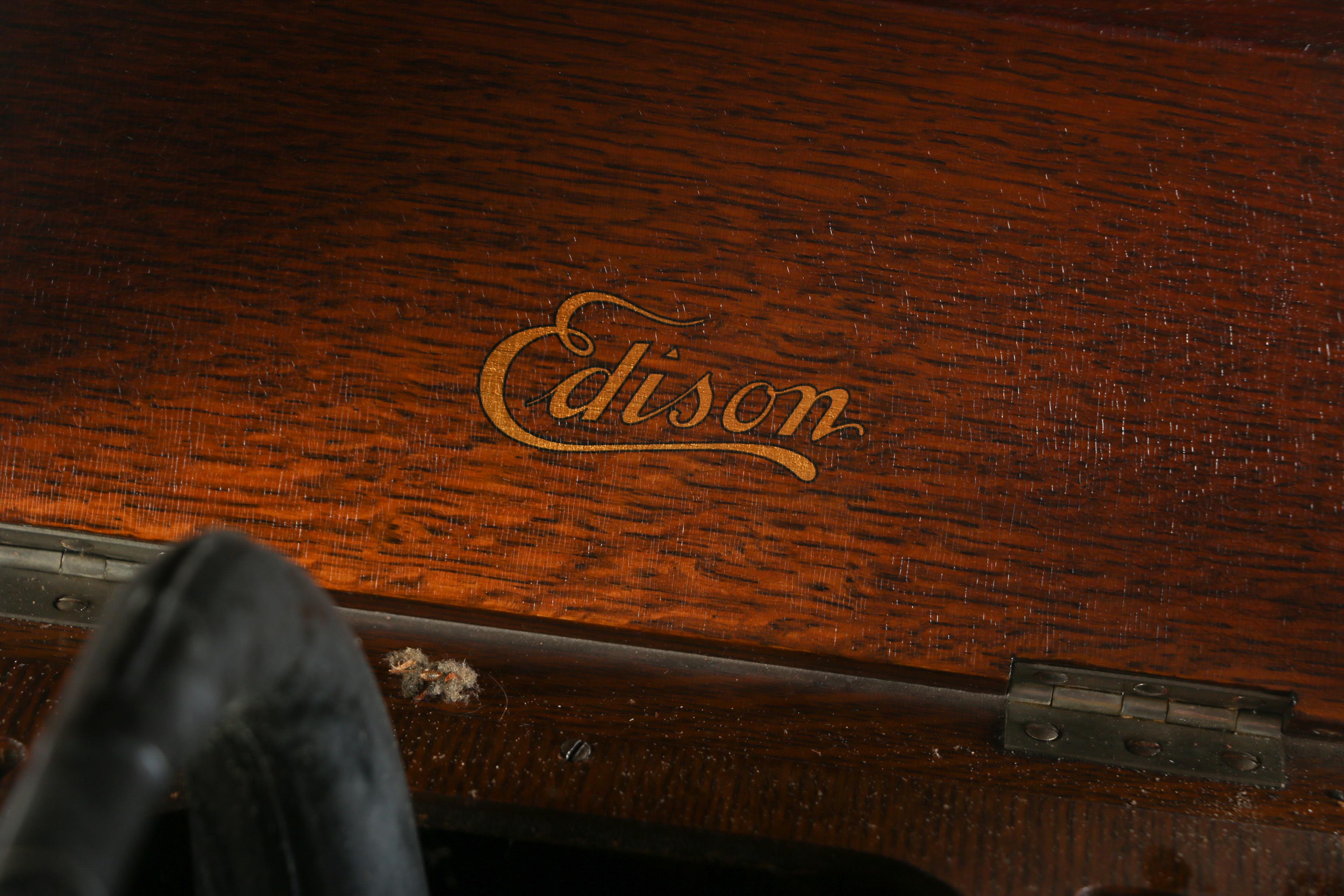 Antique Thomas Edison Amberola Phonograph with Cylinders