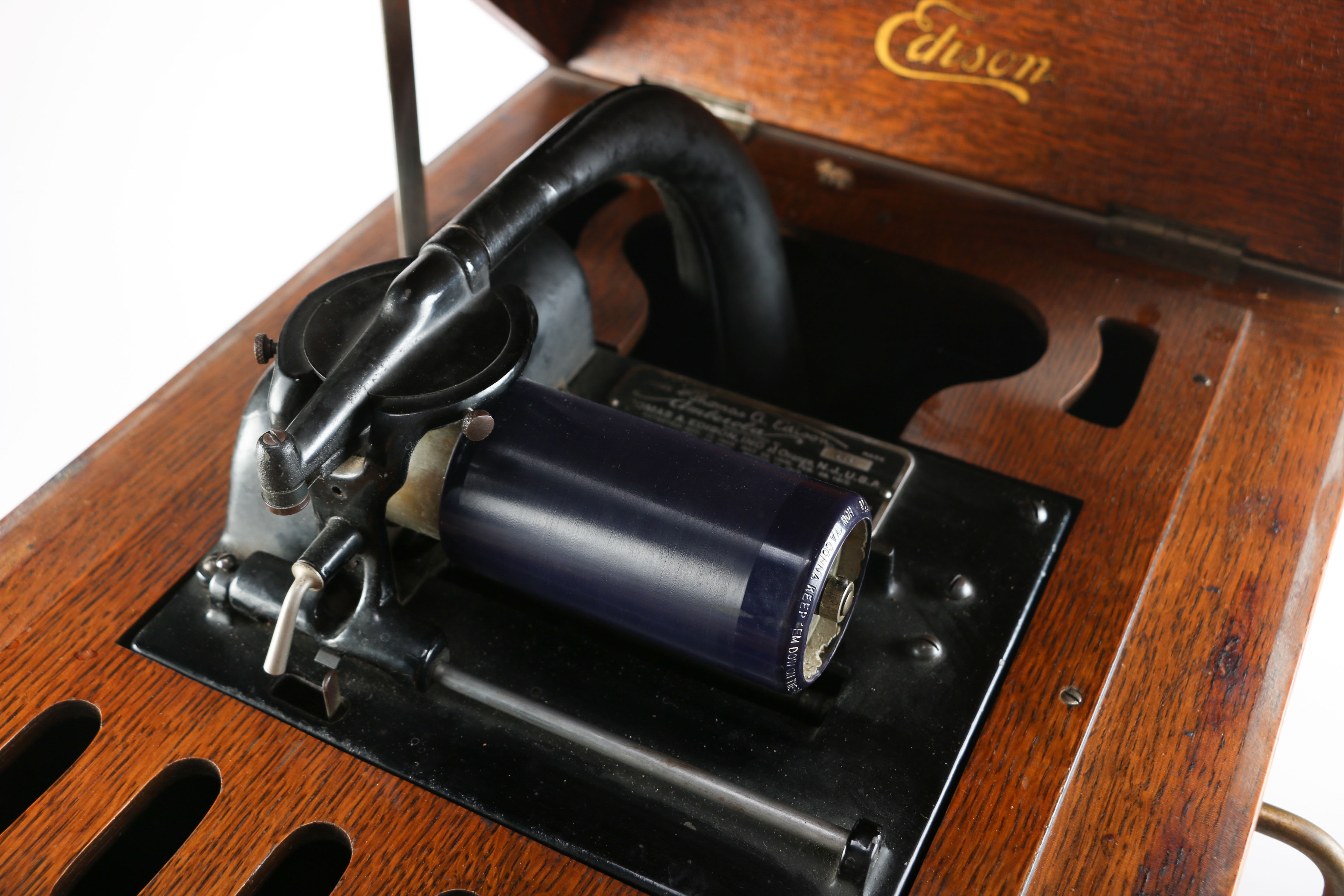Antique Thomas Edison Amberola Phonograph with Cylinders