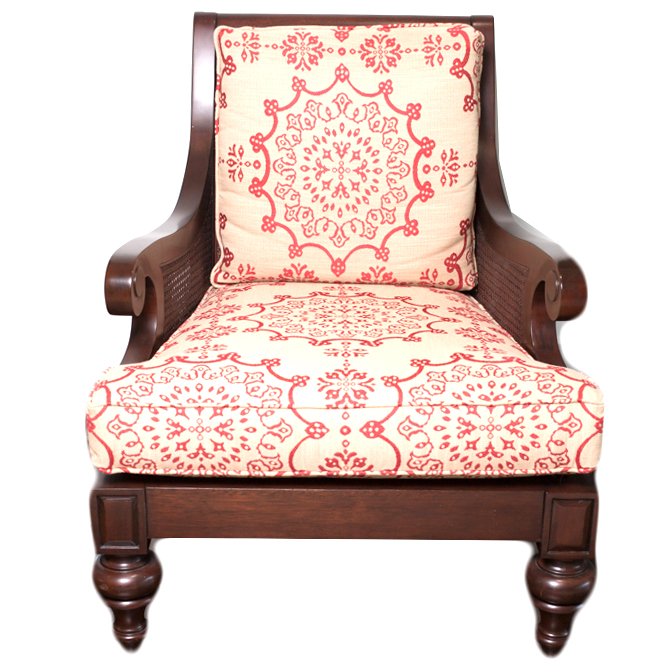 Ethan Allen Fabric and Cane Chair