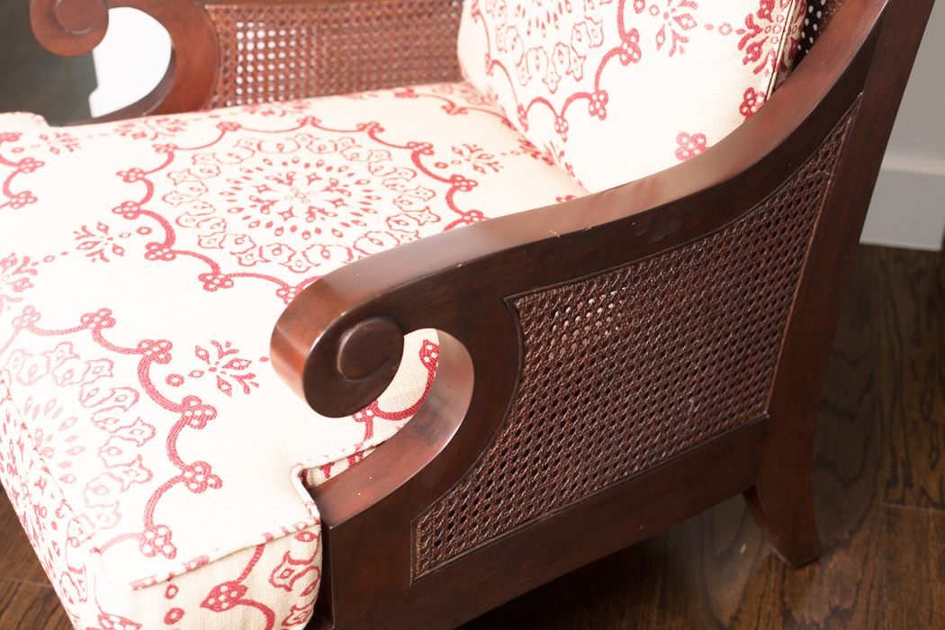 Ethan Allen Fabric and Cane Chair