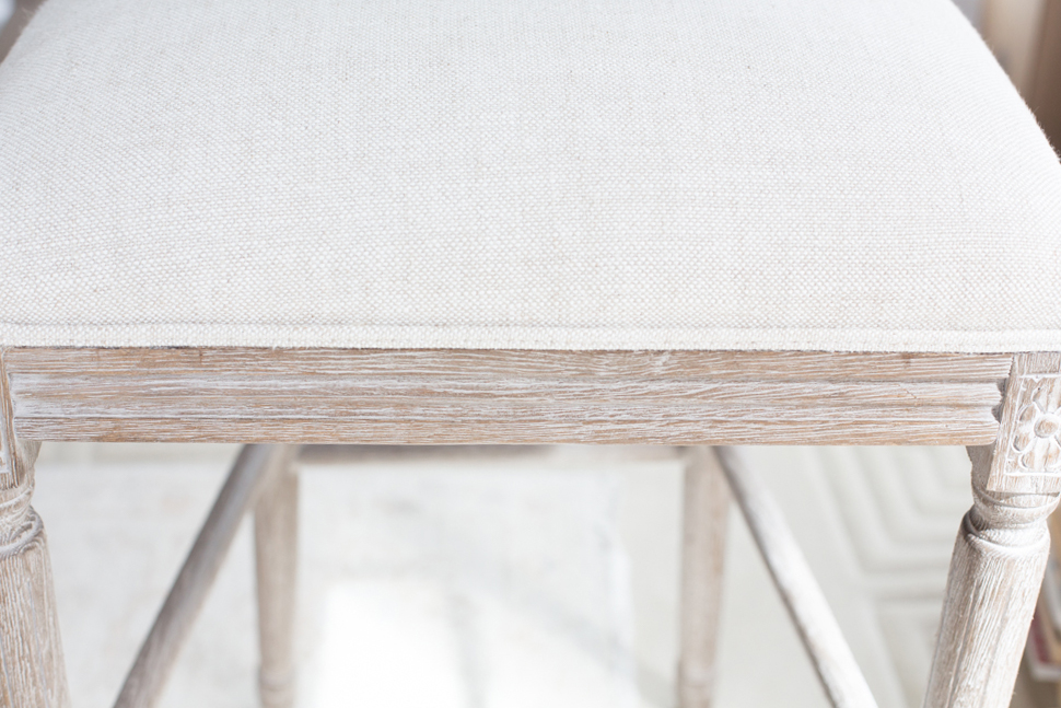 Restoration Hardware Round Cane Back Fabric Stools