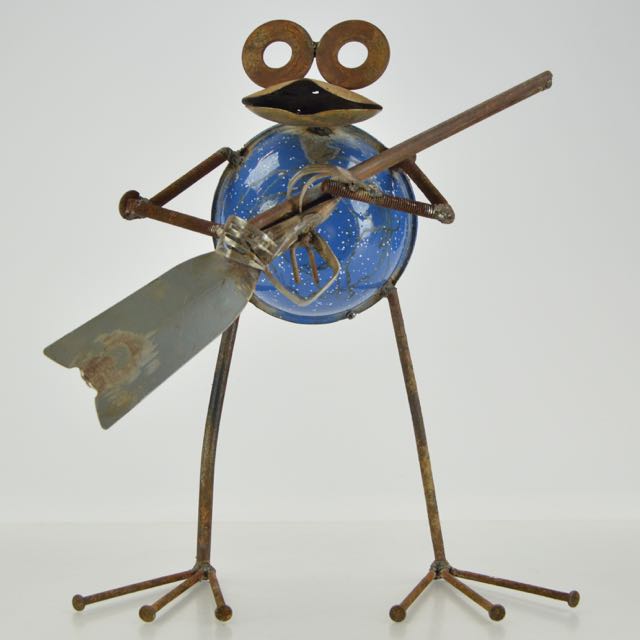 Metal Folk Art Frog with Gun by Bruce Wilham