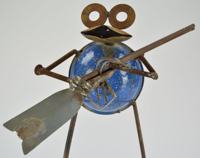 Metal Folk Art Frog with Gun by Bruce Wilham
