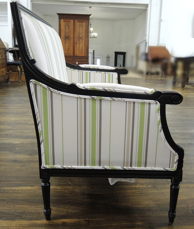 Ballard Designs Louis XVI Green Striped Loveseat
