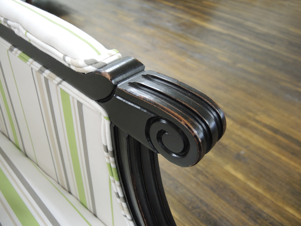 Ballard Designs Louis XVI Green Striped Loveseat