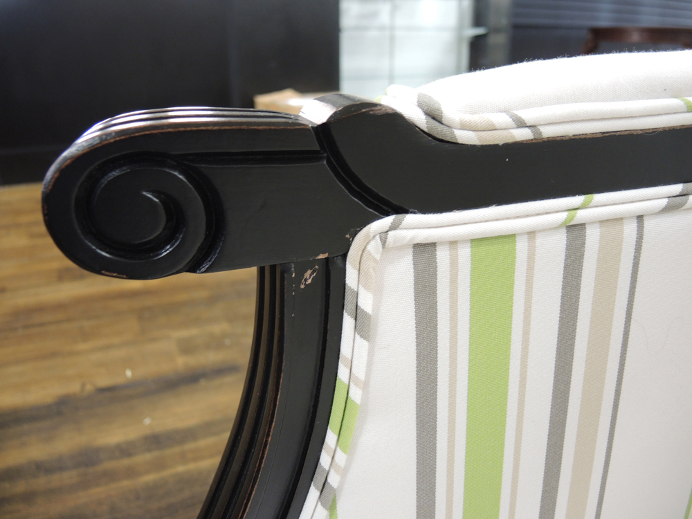 Ballard Designs Louis XVI Green Striped Loveseat