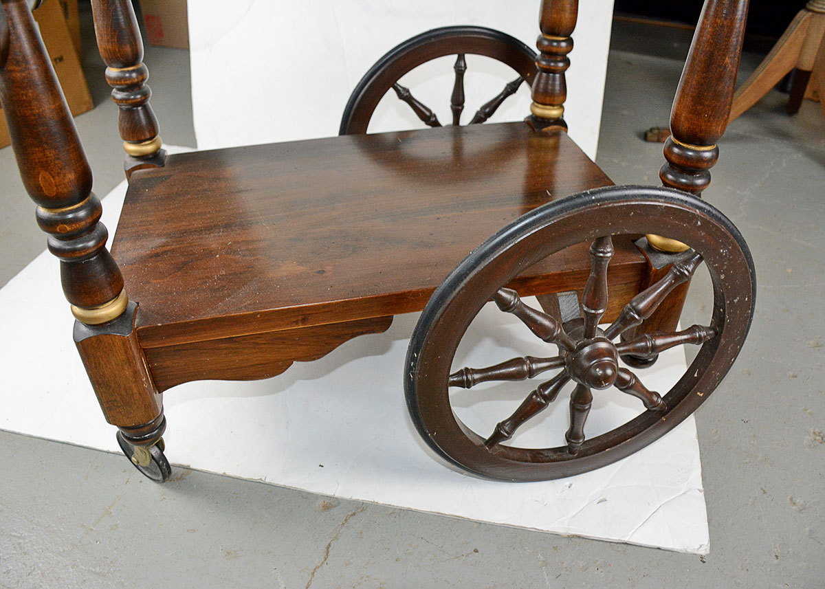 Antique Walter of Wabash Drop-Leaf Tea Cart