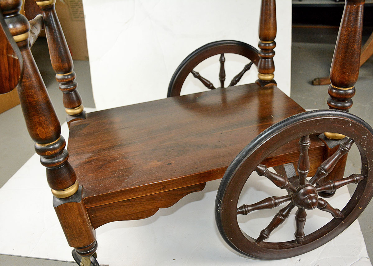 Antique Walter of Wabash Drop-Leaf Tea Cart
