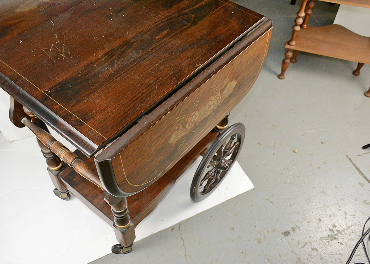 Antique Walter of Wabash Drop-Leaf Tea Cart