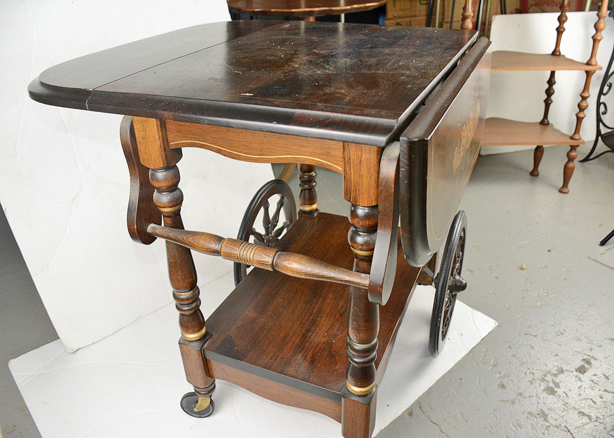 Antique Walter of Wabash Drop-Leaf Tea Cart