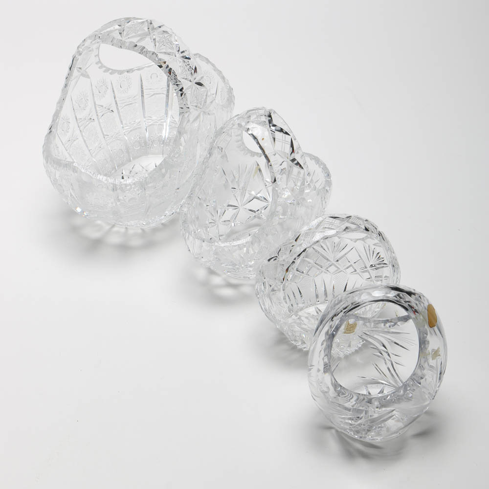 Vintage Crystal and Cut Glass Basket Candy Dishes