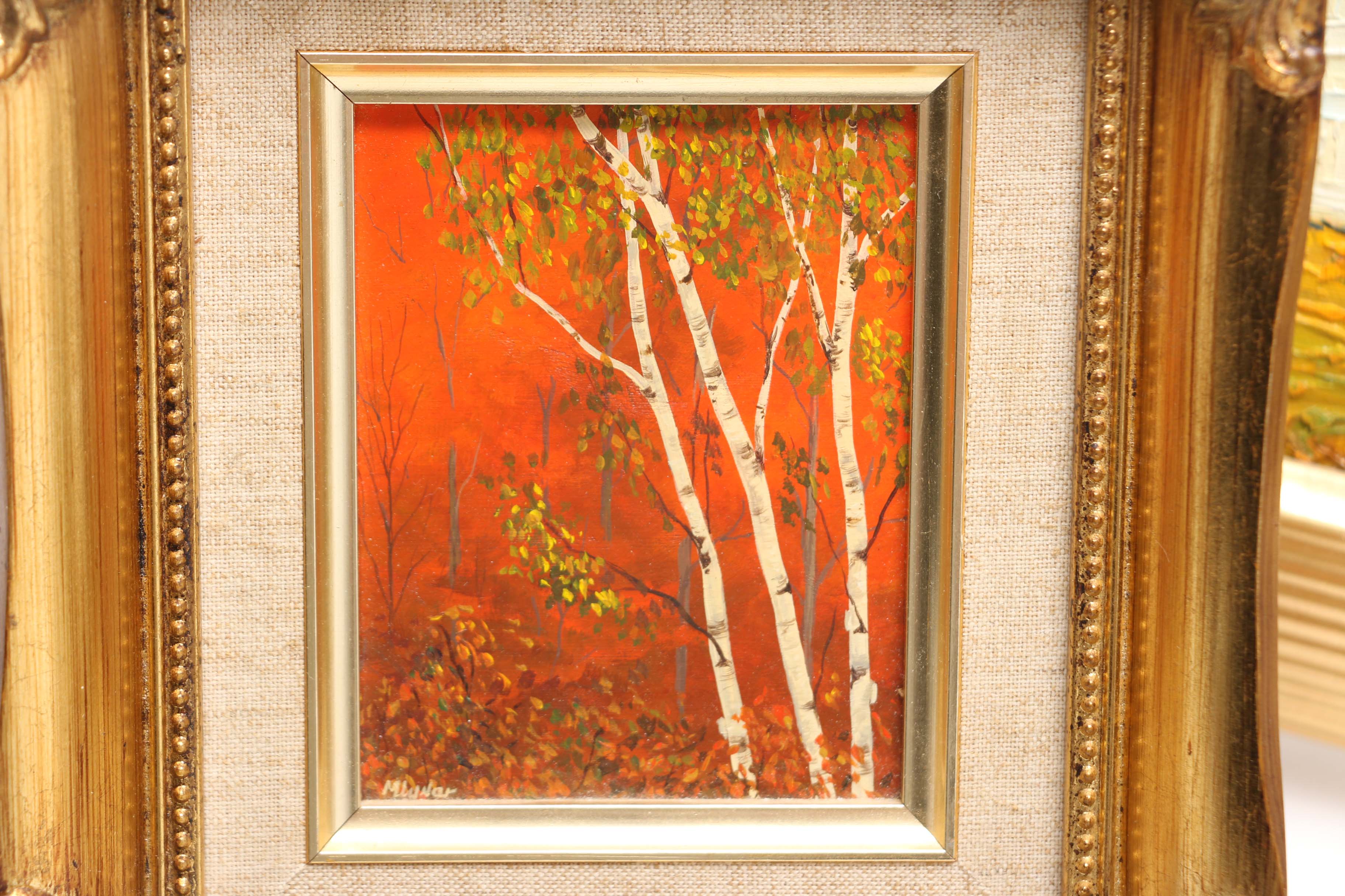 Two Original Landscape Paintings and a Van Gogh Reproduction