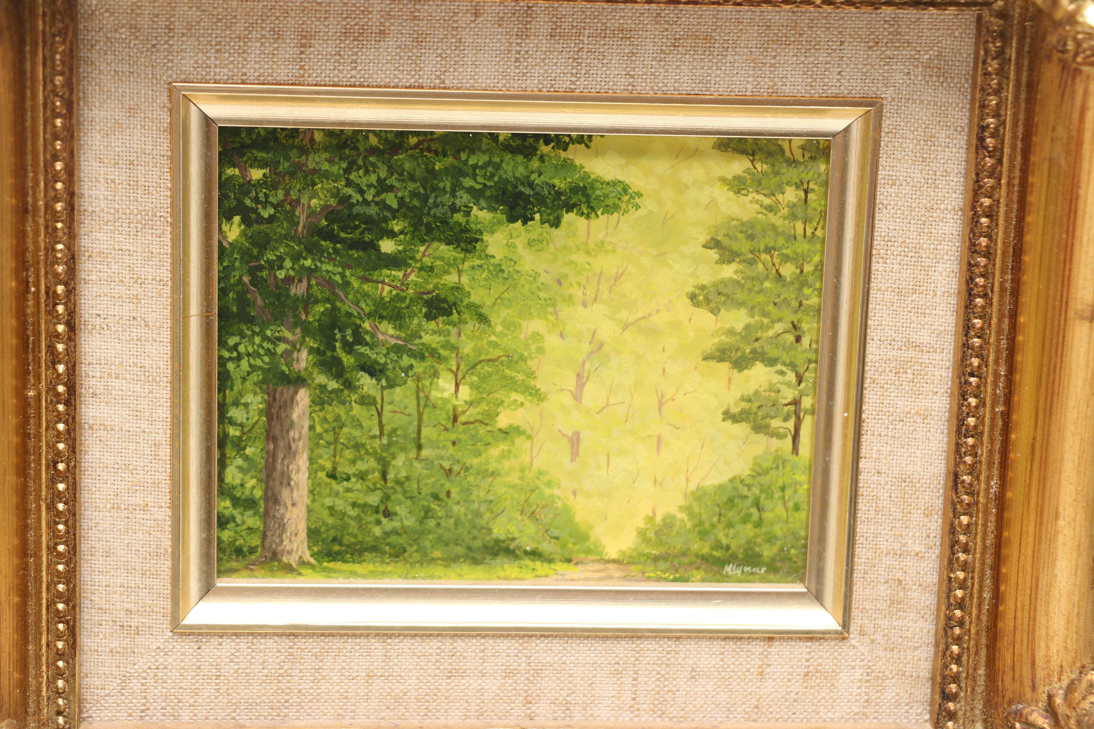 Two Original Landscape Paintings and a Van Gogh Reproduction