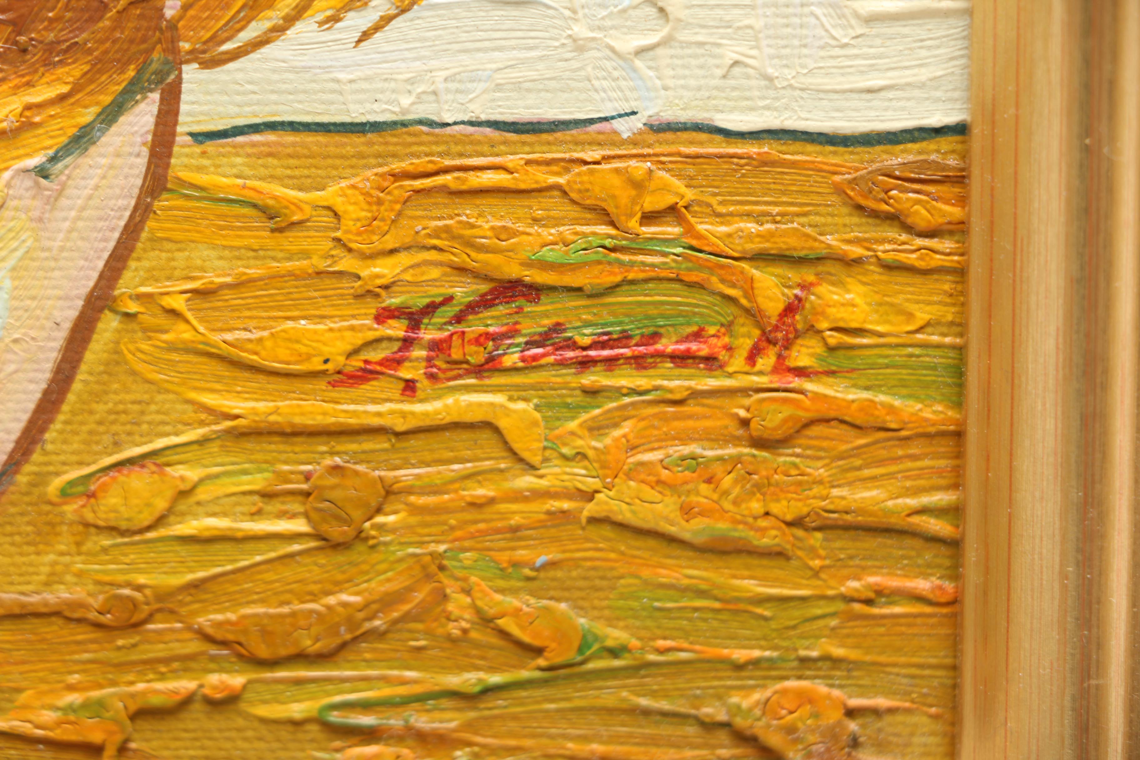 Two Original Landscape Paintings and a Van Gogh Reproduction