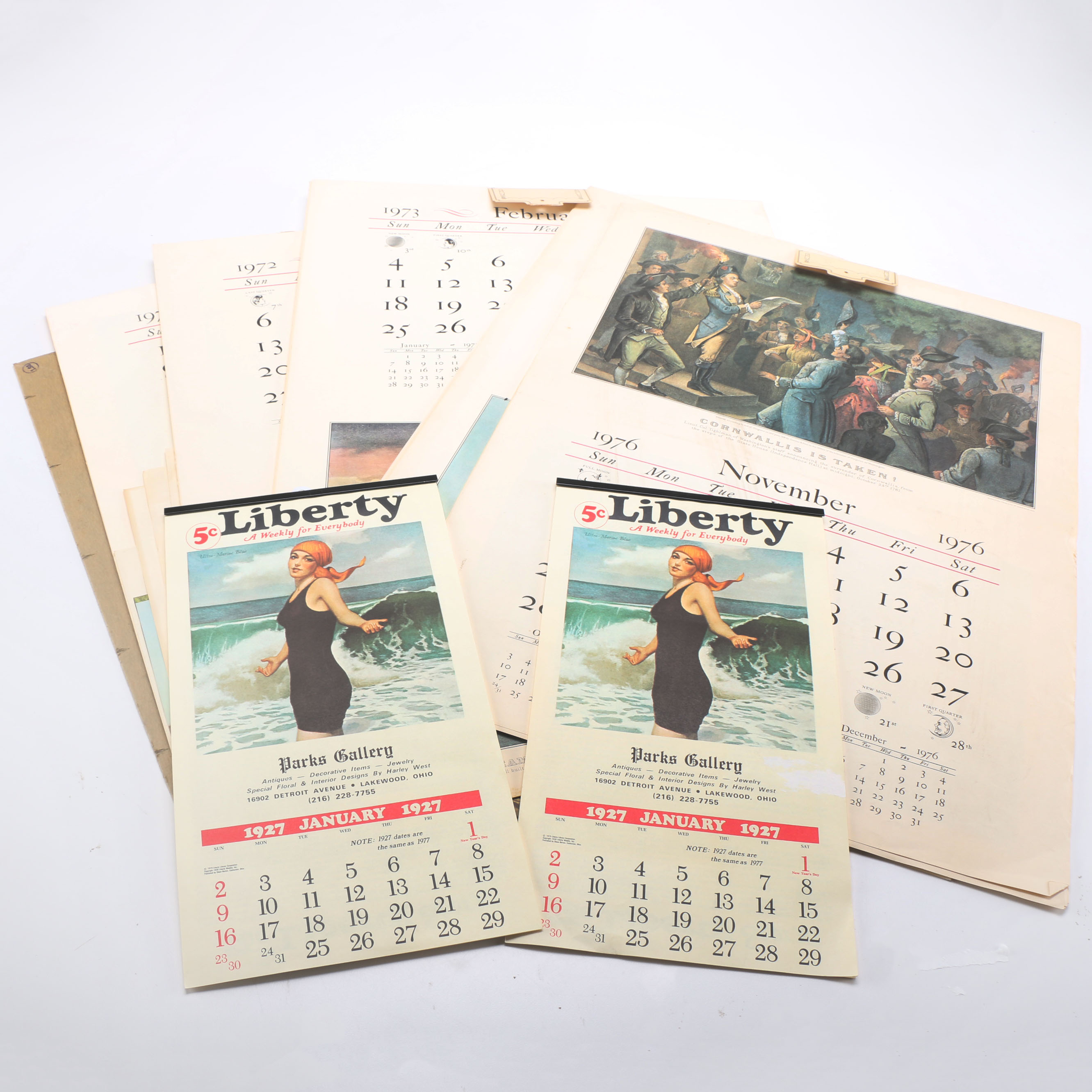 Illustrated Calendars Dated 1927 and the 1970s