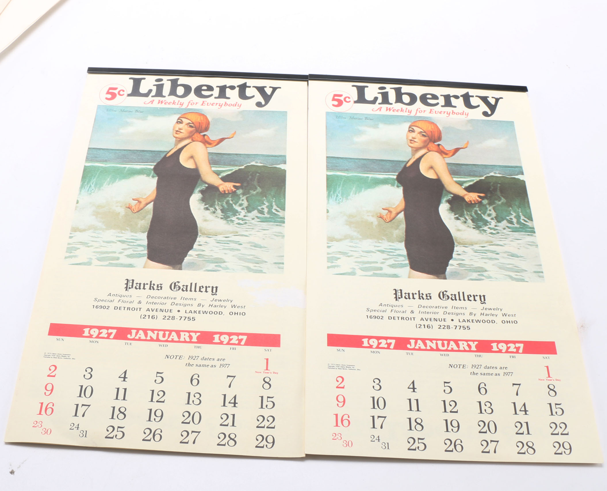 Illustrated Calendars Dated 1927 and the 1970s