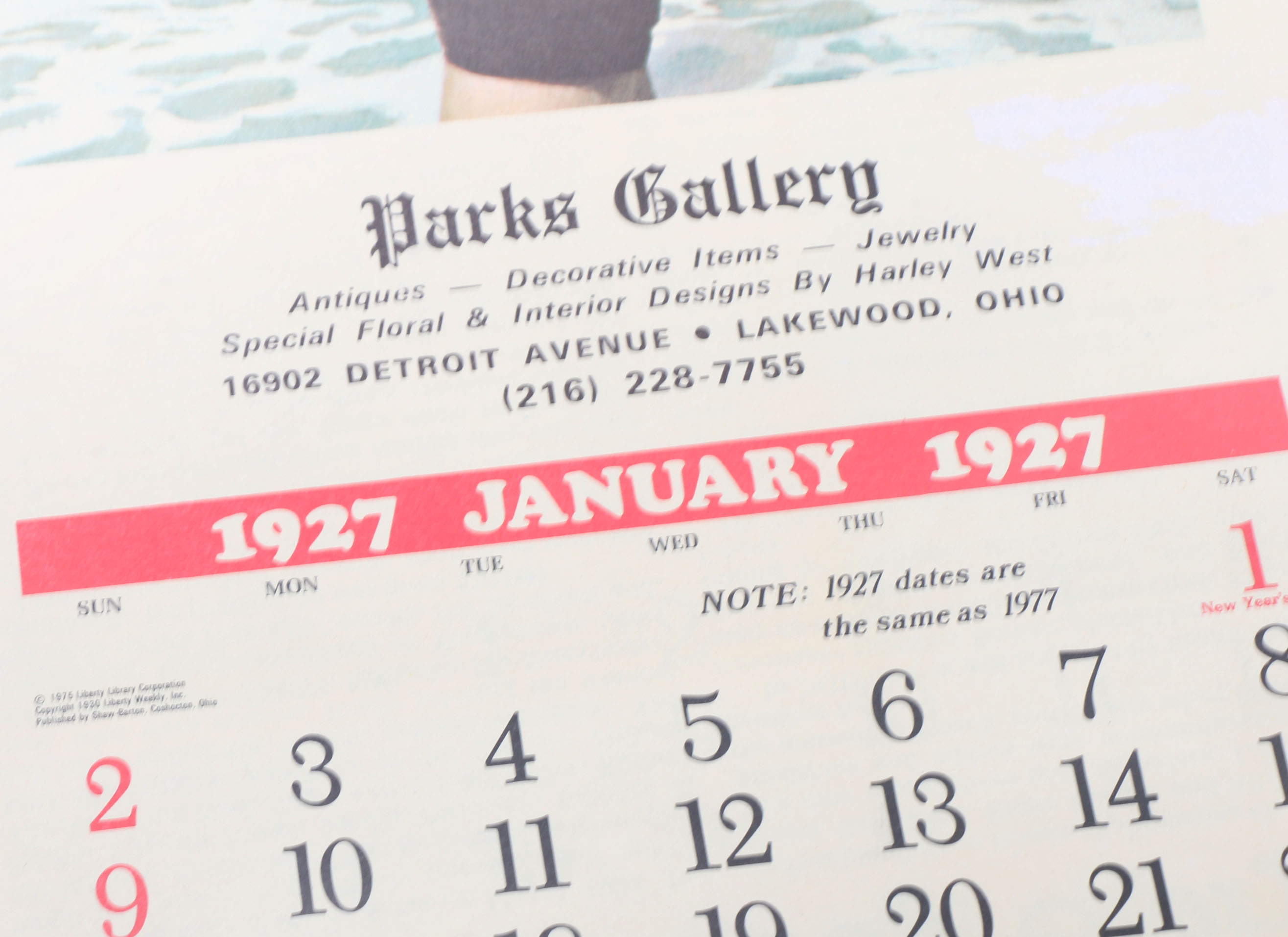 Illustrated Calendars Dated 1927 and the 1970s