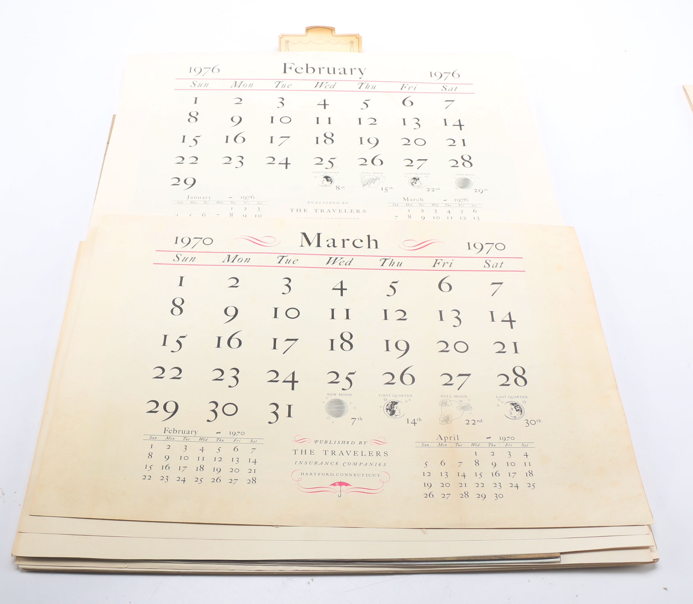 Illustrated Calendars Dated 1927 and the 1970s