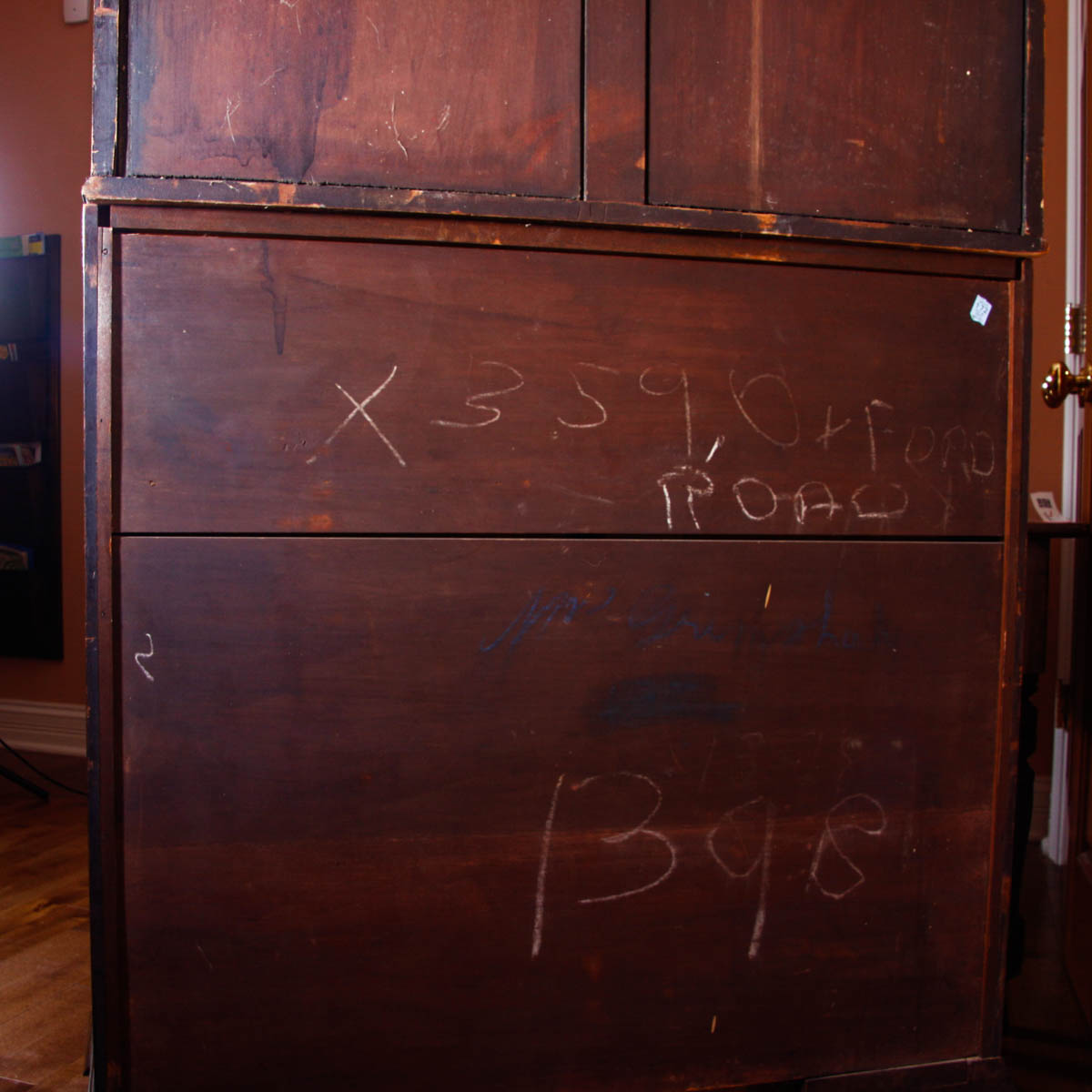 Chippendale Style Antique Secretary Desk with Glass Bookcase