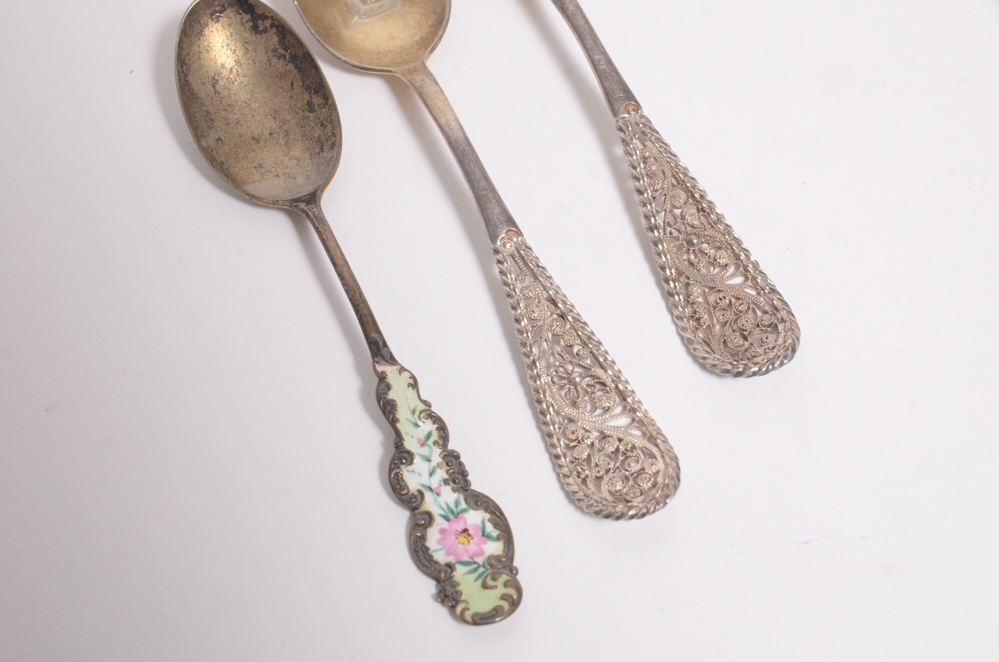 Three Antique Sterling Silver Demitasse Spoons