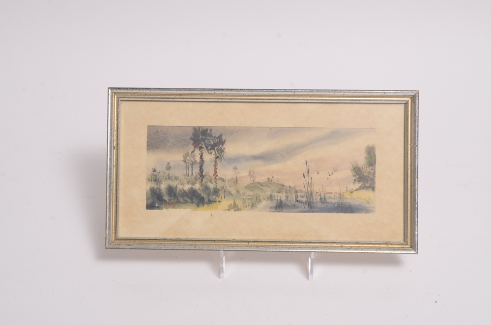 Four Vintage Watercolors of Wetlands by K. Strowger